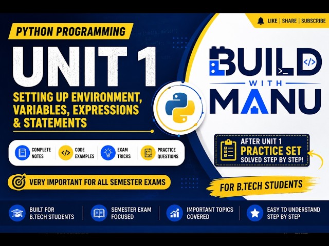 Python Programming Unit 1 | Variables, Data Types & Operators | INT108 | LPU Complete Lecture