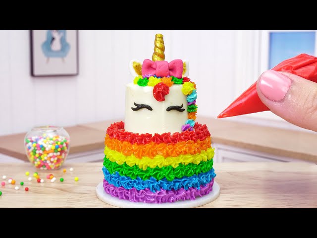 Rainbow Cake 🌈 Miniature Unicorn Cake Decorating |1000+ Miniature Ideas By Mini Cakes Baking