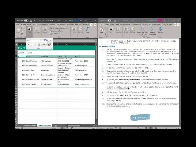 Excel Module 1 SAM End of Module Project 1:  Ferrante & Dahl Consultants