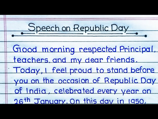 Speech on Republic Day in English || Write a Speech on Republic Day for Students || YK Education360