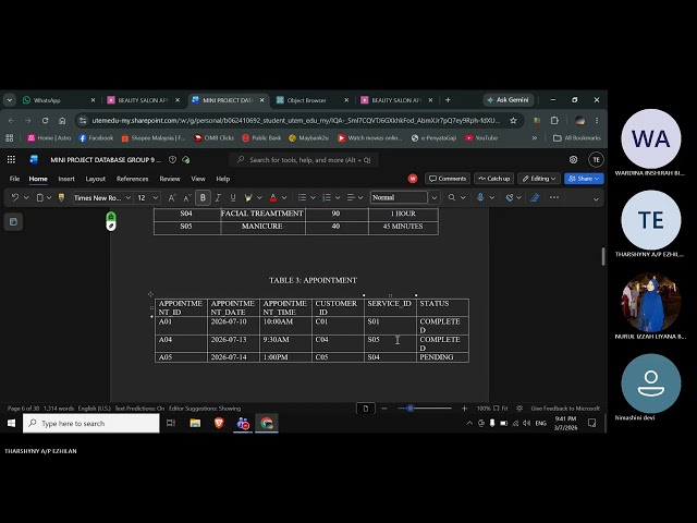 DATABASE GROUP 9 - BEAUTY SALON APPOINTMENT SYSTEM