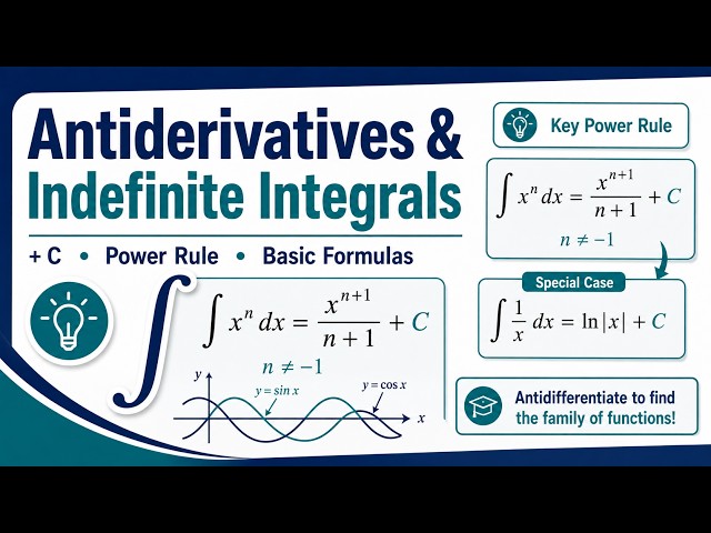 From Derivatives to Indefinite Integrals: Antiderivatives, +C, and Basic Formulas