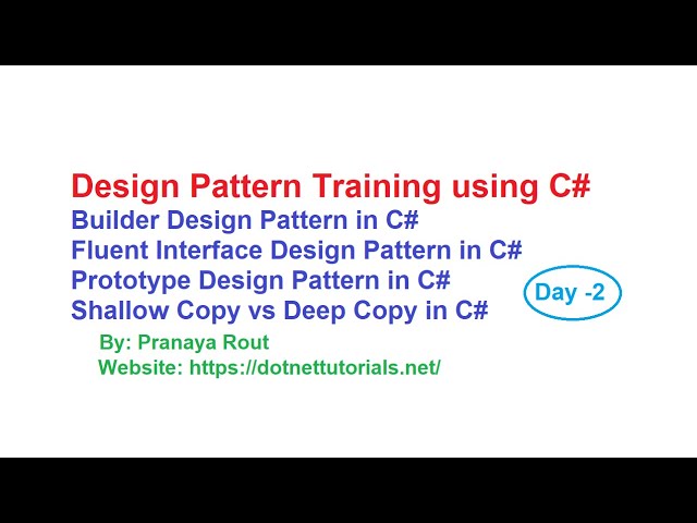 Design Pattern Training using C# - Day 2 | Builder | Fluent Interface | Prototype Design Pattern