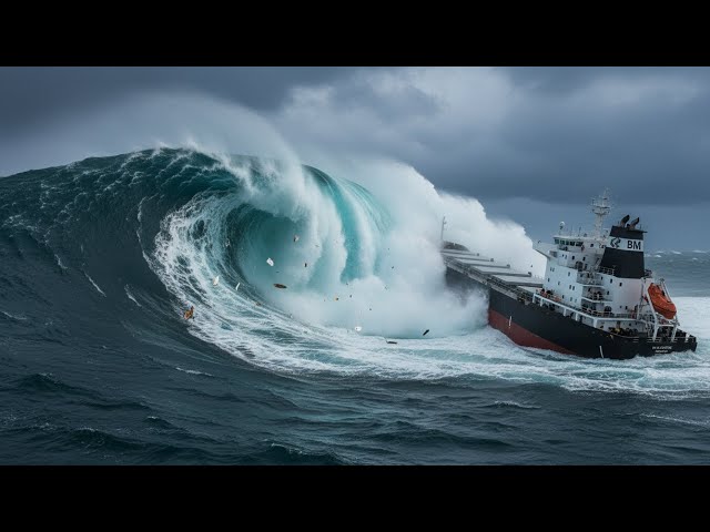 Giant US Coal Ship vs Mega Tsunami: Realistic Ocean Disaster Simulation (AI VFX)