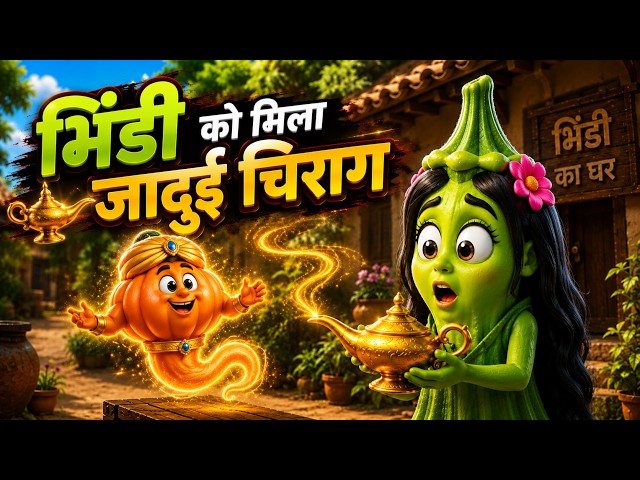 Bhindi ko Mila Jadooi Chirag | Chirag se Nikla Kaddu jinn | Hindi Cartoon Story #kidsvideo #trending