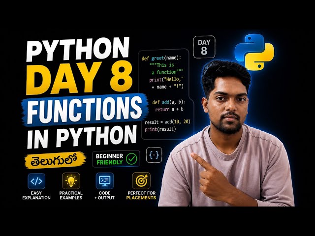 Python Day 8 Functions in Python |@Intense_Guy_yt | #python #telugu #code