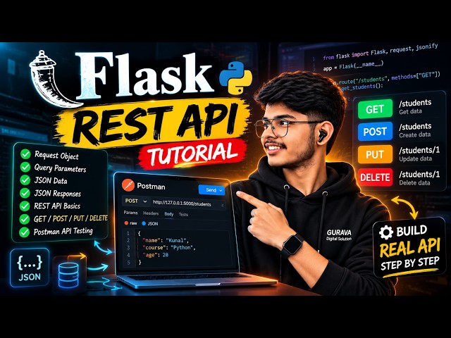 🚀 Flask REST API Tutorial in Python | Request, JSON, CRUD & Postman