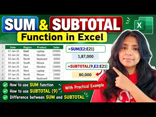 SUM & SUBTOTAL Function in Excel | SUM vs SUBTOTAL Explained in Bengali