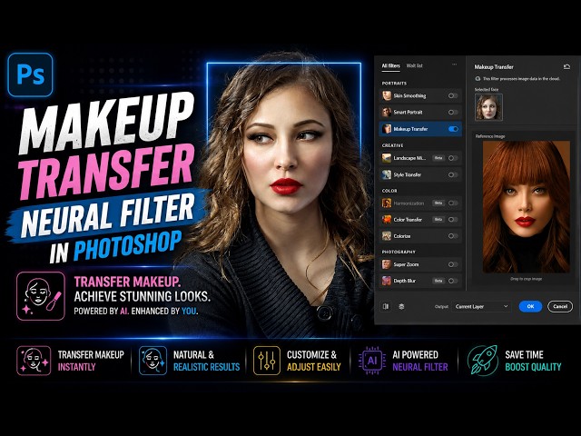 Makeup Transfer Neural Filter in Photoshop | AI Makeup Transfer Tutorial