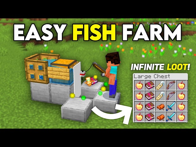 Easiest Auto Fish Farm in Minecraft Bedrock (26.1+)