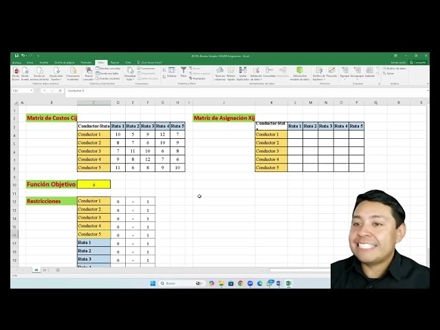 Solución al Problema Binario de Asignación con Excel Solver Programación Lineal