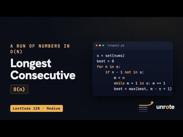 Longest Consecutive Sequence — LeetCode 128 (O(n), from zero)