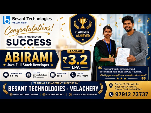 Fullstack Course in Chennai | Abirami Success Story | Best Java Training in Chennai | 3.2LPA