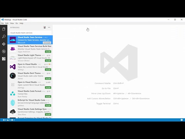 Configuring Visual Studio Code for Visual Studio Team Services