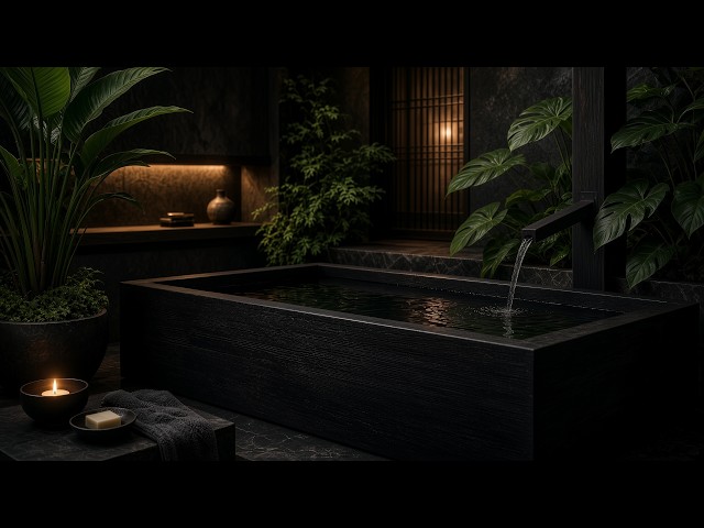 10 Hours Dark Zen Spa ASMR | Peaceful Water Sounds for Deep Sleep, Study, Work & Code