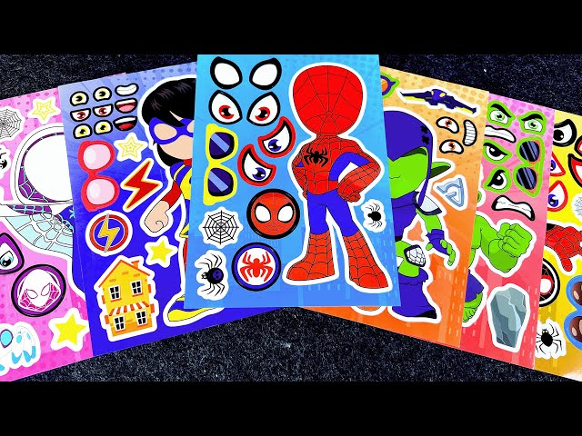 💛PaperDIY💙 Decorate with Sticker Book Marvel Super Hero Hulk, Spiderman