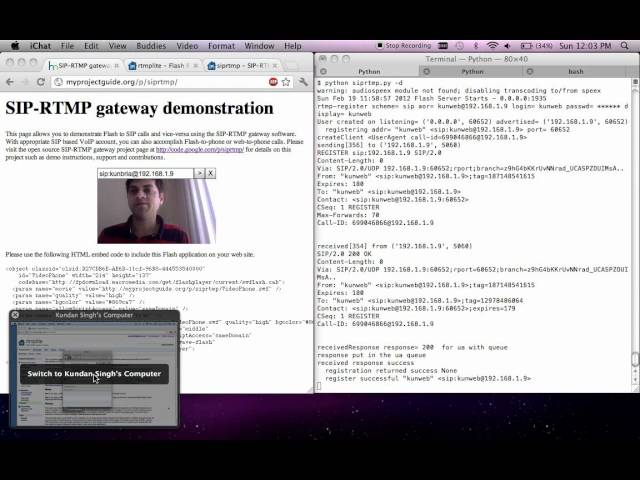 SIP-RTMP gateway for H.264 video