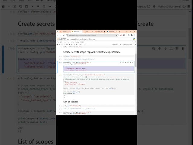 Databricks: Creating a secrets scope to store keys using the REST API
