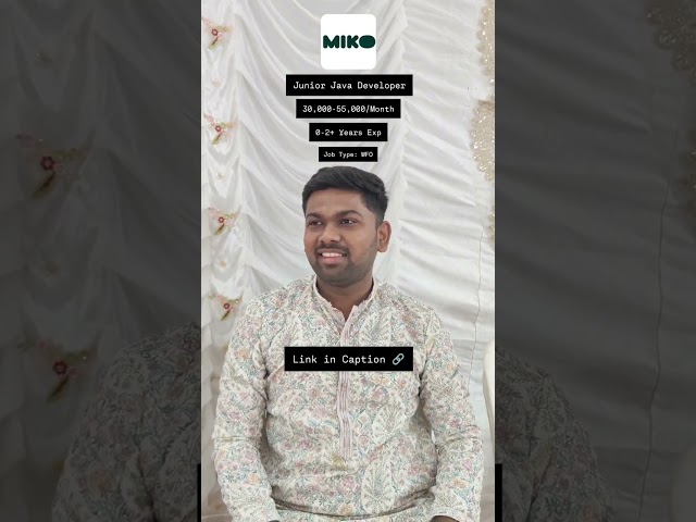 MIKO Is hiring for the Junior Java Developer ||#shorts #ytshorts #youtubeshorts #utsavchavda