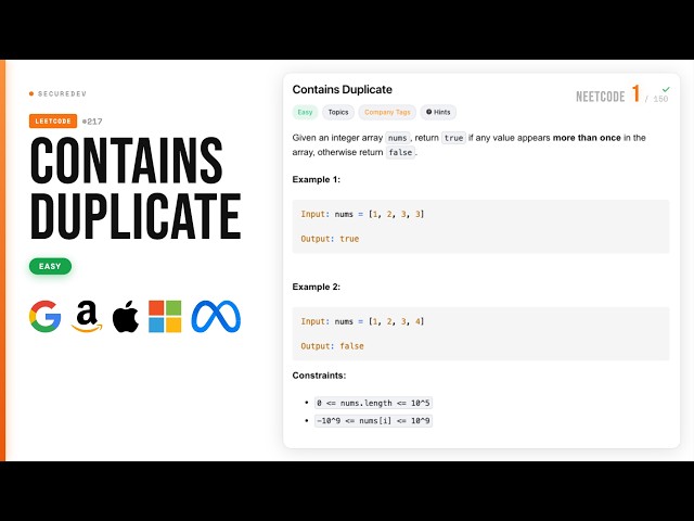 Contains Duplicate - LeetCode 217 - NeetCode 150 - Python