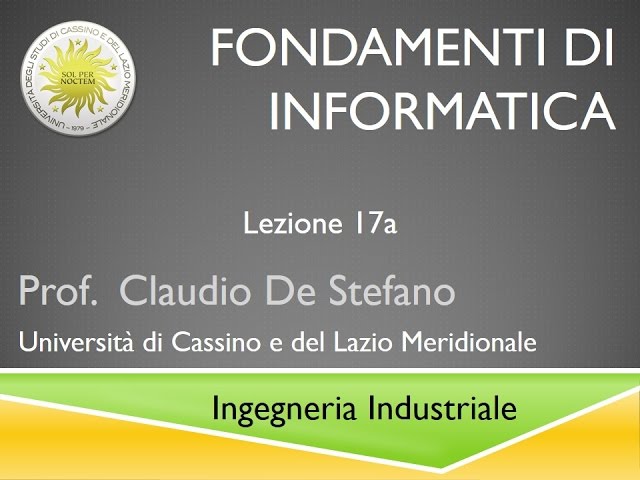 Lezione 17a Fondamenti di Informatica