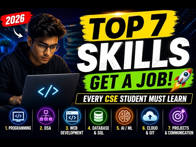Top 7 Skills Every CSE Student Must Learn in 2026 🚀 | Complete Placement Roadmap