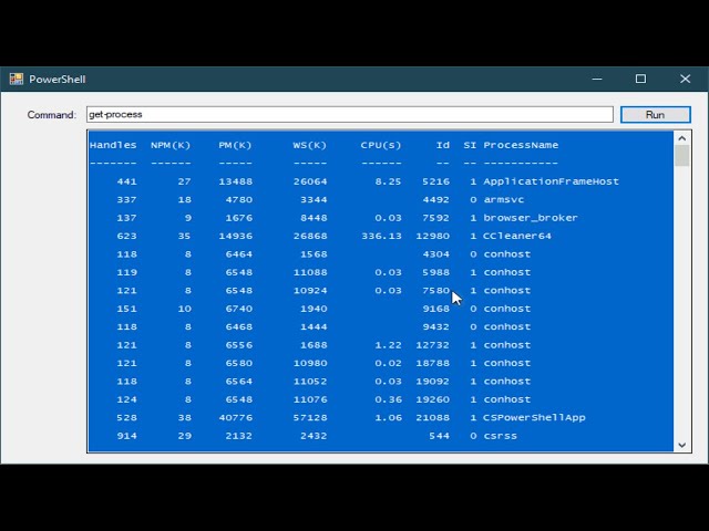 C# Tutorial - Run PowerShell Command from C# Winform App