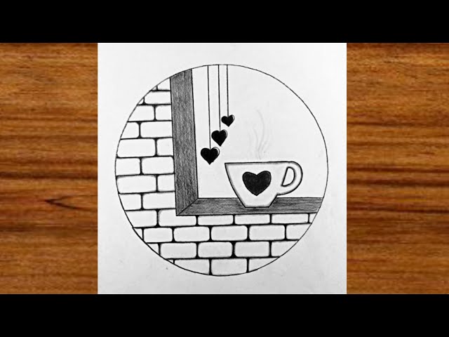 Easy circle scenery drawing | How to draw pencil sketch scenery | Easy drawing ideas for beginners