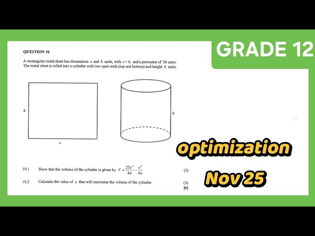 Gr12 optimization november 2025 |calculus applications | mathssl 