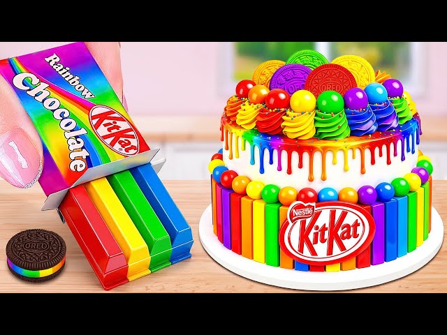 Mini Rainbow KITKAT Cake 🌈 ASMR Baking Miniature Rainbow Chocolate Cake 💗 Mini Wonderful