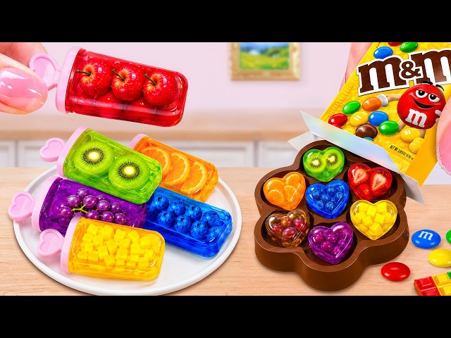Rainbow Fruit Ice Cream Popsicles 🌈🍓🍦 Satisfying Miniature Dessert Decorating & Tiny Baking Tutorial