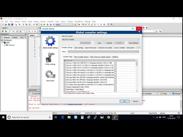 Fix Tried to run compiler executable error in code block