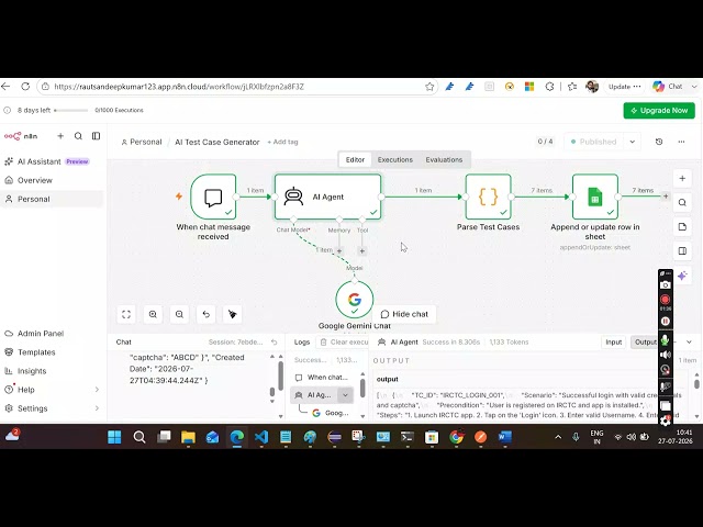 AI Test Case Generator using n8n & Gemini | Step-by-Step