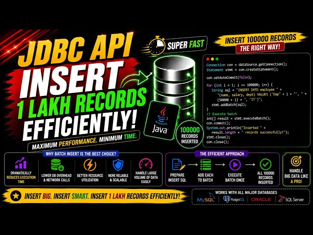 JDBC Tutorial #12.3 | Insert 1 lakh records in db