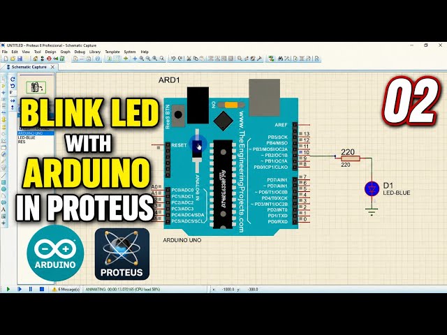 How to Blink an LED with Arduino UNO in Proteus | Arduino Simulation Tutorial