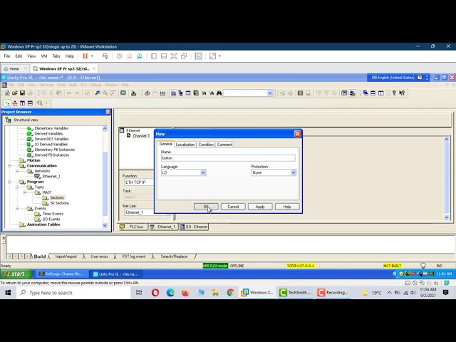 One button control  light  on-off  by  using  Unity Pro XL