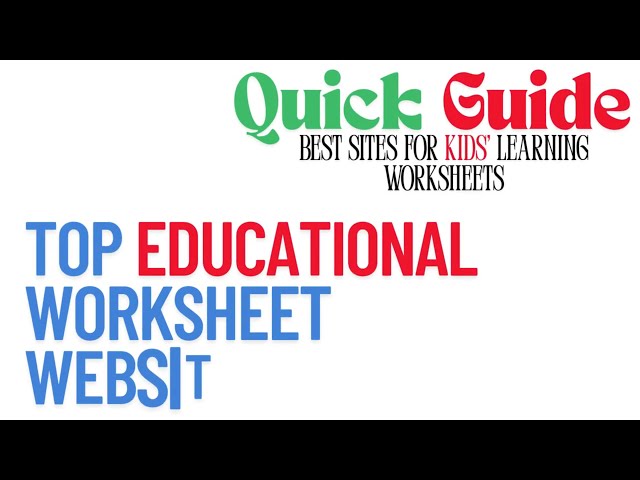 🧠 Free Printable Worksheets for Kids | Best Educational Websites for Learning at Home