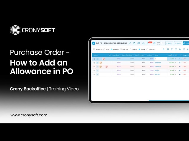 Quick Tutorials | Purchase Order | How to Add an Allowance in PO