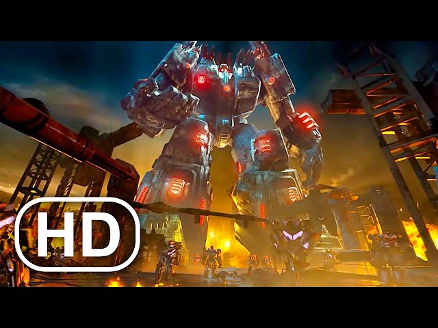Transformers Metroplex Awakens & Kills Megatron Scene 4K ULTRA HD