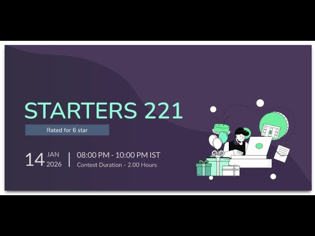 STARTERS 221 || Codechef contest LIVE  || #codechef #coding #programming #contest