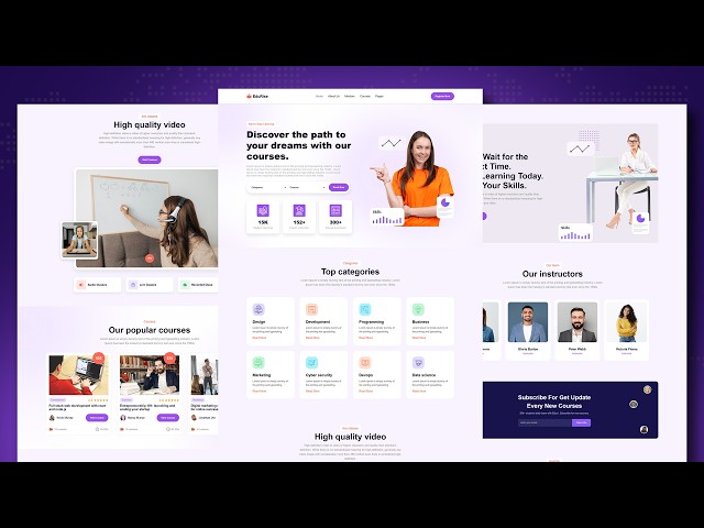 Create A Responsive  Education Website Design - HTML / CSS  / JavaScript From Scratch