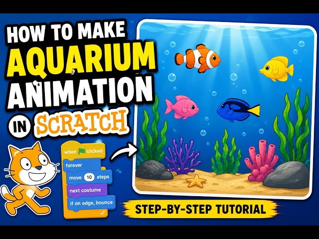 How to Make an Aquarium Animation in Scratch#scratch #animation  #codingforbeginners #codingforkids