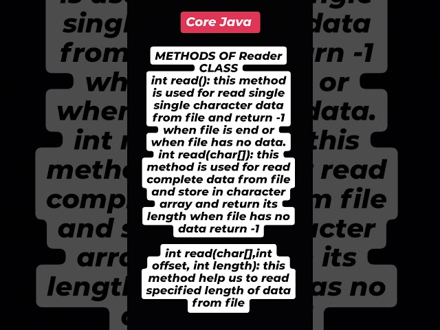 "Understanding Methods of Reader Class in Java: Reading Data from Files | Core Java Tutorial"