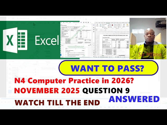 N4 Computer Practice November 2025 | Question 9 Error Checking, ###, #VALUE!, #REF!, #NAME? Answered