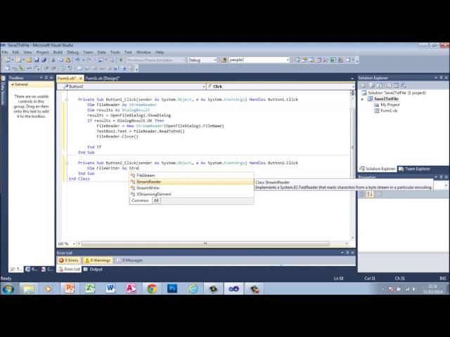 Visual Basic. VB (Open & Save) Reading & Writing to .txt files. Early Programming.