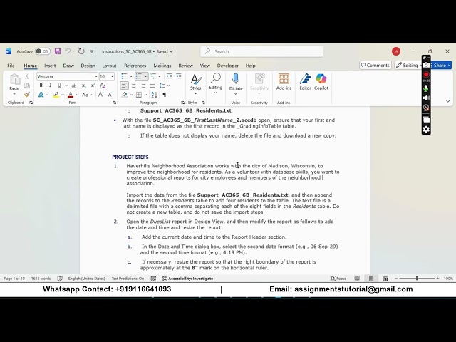 Shelly Cashman Access 365 | Module 6: SAM Project B Haverhills Neighborhood Association