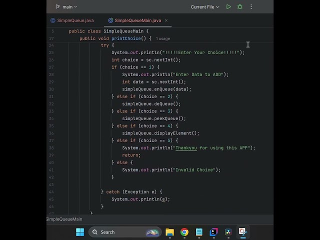 SimpleQueueMain.java || SimpleQueueMain Explained in 7 Seconds! 🚀