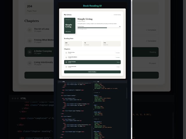Book Reading UI — HTML + CSS
