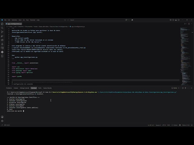 Base Datos Investigaciones SQL y Python