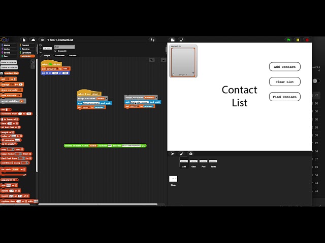 SEP 401 SNAP! - Coding the Add Contact Button